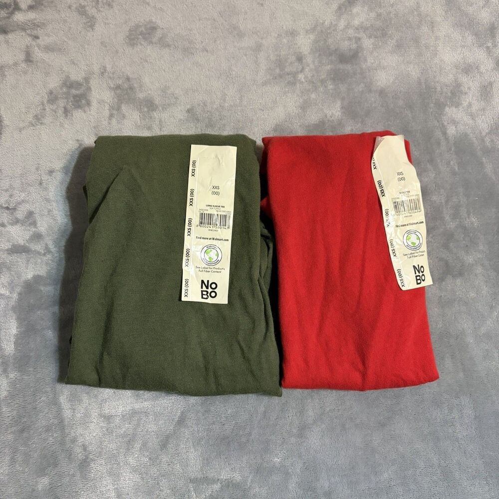 No Boundaries Scoop Neck Everyday Tee Short Long Sleeves XXS 00 New Green Red
